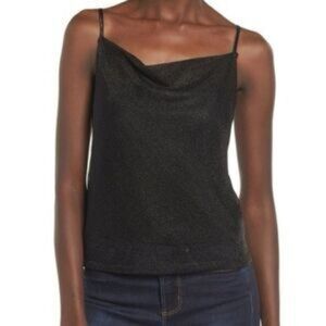 NWT Madison & Berkeley Black Drape Neck Top, Size S